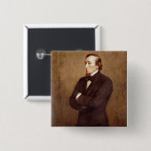 Badge Carré 5 Cm Portrait de Benjamin Disraeli (Devant & derrière)