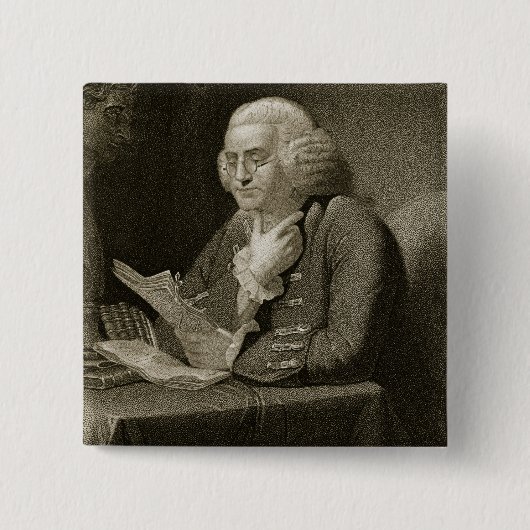 Badge Carré 5 Cm Portrait de Benjamin Franklin, gravé par Thomas (Devant)