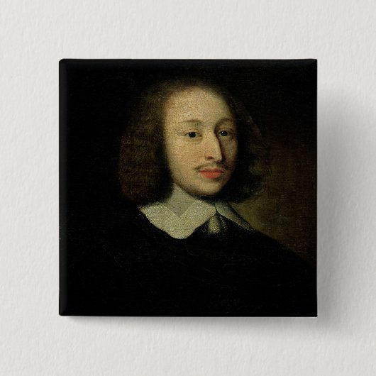 Badge Carré 5 Cm Portrait de Blaise Pascal (Devant)