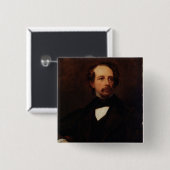 Badge Carré 5 Cm Portrait de Charles Dickens 1855 (Devant & derrière)