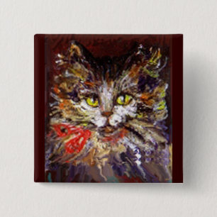 BADGE CARRÉ 5 CM PORTRAIT DE CHATON