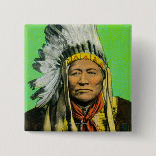 Badge Carré 5 Cm Portrait de chef Washakie