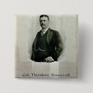 Badge Carré 5 Cm Portrait de colonel Theodore Roosevelt (litho)
