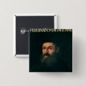 Badge Carré 5 Cm Portrait de Ferdinand Magellan (Devant & derrière)