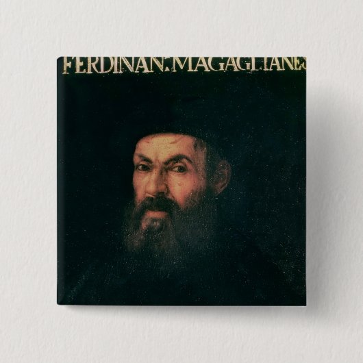 Badge Carré 5 Cm Portrait de Ferdinand Magellan (Devant)