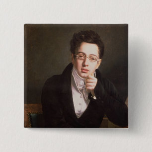 Badge Carré 5 Cm Portrait de Franz Schubert, compositeur autrichien
