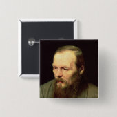 Badge Carré 5 Cm Portrait de Fyodor Dostoyevsky 1872 (Devant & derrière)