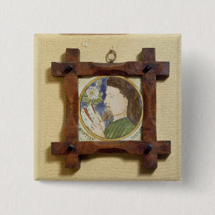 Badge Carré 5 Cm Portrait de Geoffrey Chaucer (c.1340-1400) (cerami