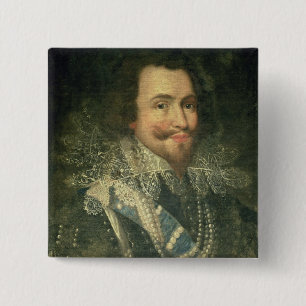 Badge Carré 5 Cm Portrait de George Villiers, ęr duc de Buckingha