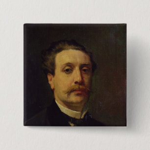 Badge Carré 5 Cm Portrait de Guy de Maupassant 1876