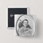 Badge Carré 5 Cm Portrait de Honore de Balzac c.1820 (Devant & derrière)