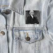 Badge Carré 5 Cm Portrait de James Madison, gravé par William A. (En situation)