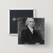 Badge Carré 5 Cm Portrait de James Madison, gravé par William A. (Devant & derrière)