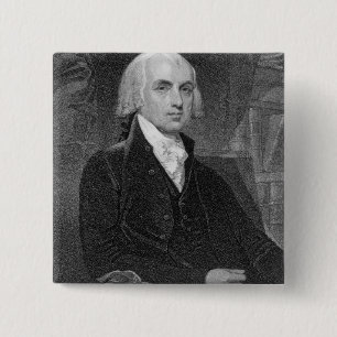 Badge Carré 5 Cm Portrait de James Madison, gravé par William A.