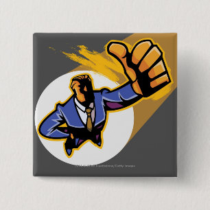 Badge Carré 5 Cm Portrait de jeune homme montrant des pouces
