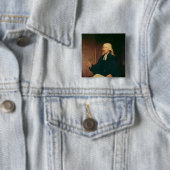Badge Carré 5 Cm Portrait de John Wesley 1788 (En situation)