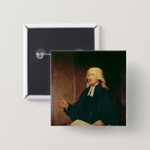Badge Carré 5 Cm Portrait de John Wesley 1788 (Devant & derrière)