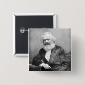 Badge Carré 5 Cm Portrait de Karl Marx (Devant & derrière)