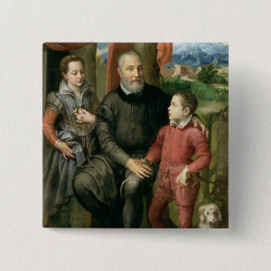Badge Carré 5 Cm Portrait de la famille de l'artiste, Minerva