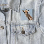 Badge Carré 5 Cm Portrait de la Girafe angolaise (En situation)