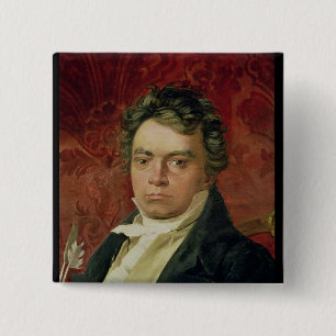 Badge Carré 5 Cm Portrait de Ludwig van Beethoven