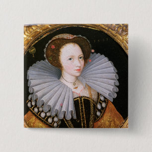 Badge Carré 5 Cm Portrait de Madame avec grand Ruff