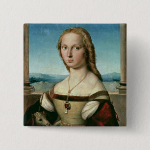 Badge Carré 5 Cm Portrait de Madame avec une licorne, c.1505-6
