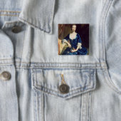 Badge Carré 5 Cm Portrait de Madame dans une robe bleue de velours (En situation)