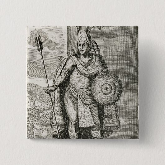 Badge Carré 5 Cm Portrait de Montezuma II (Devant)