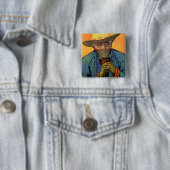 Badge Carré 5 Cm Portrait de Patience Escalier par Vincent van Gogh (En situation)