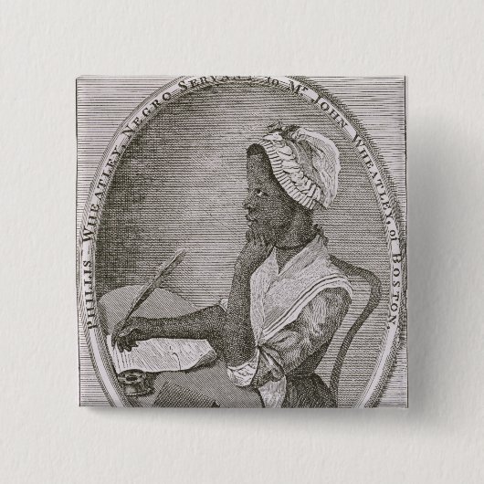 Badge Carré 5 Cm Portrait de Phillis Wheatley (Devant)