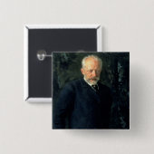 Badge Carré 5 Cm Portrait de Piotr Ilyich Tchaikovsky (Devant & derrière)