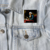 Badge Carré 5 Cm Portrait de pouce, Benjamin Franklin Père fondateu (En situation)