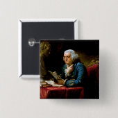 Badge Carré 5 Cm Portrait de pouce, Benjamin Franklin Père fondateu (Devant & derrière)