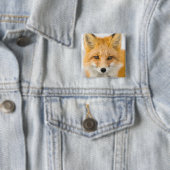 Badge Carré 5 Cm Portrait de renard roux (En situation)