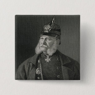Badge Carré 5 Cm Portrait de roi de William I de la Prusse