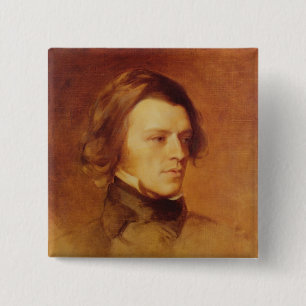 Badge Carré 5 Cm Portrait de seigneur Tennyson d'Alfred