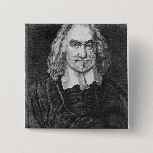 Badge Carré 5 Cm Portrait de Thomas Hobbes