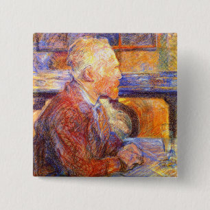 Badge Carré 5 Cm Portrait de Toulouse-Lautrec de Van Gogh