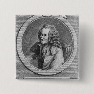Badge Carré 5 Cm Portrait de Voltaire, d'un dessin