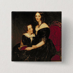 Badge Carré 5 Cm Portrait d'Eliza Boardman et son fils, Robert, 18