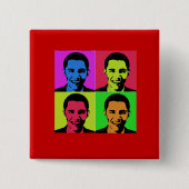 Badge Carré 5 Cm Portrait d'Obama (Devant)