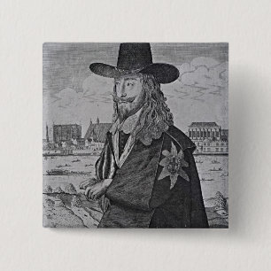 Badge Carré 5 Cm Portrait du Roi Charles I