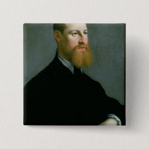 Badge Carré 5 Cm Portrait d'un homme avec une barbe de gingembre