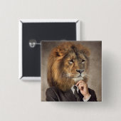 Badge Carré 5 Cm Portrait d'un lion (Devant & derrière)