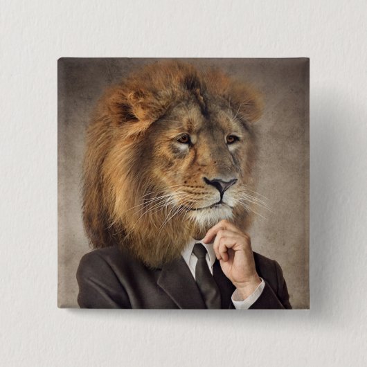 Badge Carré 5 Cm Portrait d'un lion (Devant)