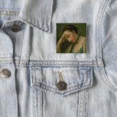 Badge Carré 5 Cm Portrait d'une femme 2 (En situation)