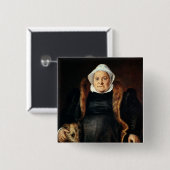 Badge Carré 5 Cm Portrait d'une femme âgée (Devant & derrière)