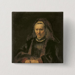 Badge Carré 5 Cm Portrait d'une femme âgée, C. 1650