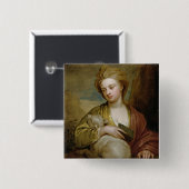 Badge Carré 5 Cm Portrait d'une femme comme St Agnès, (Devant & derrière)